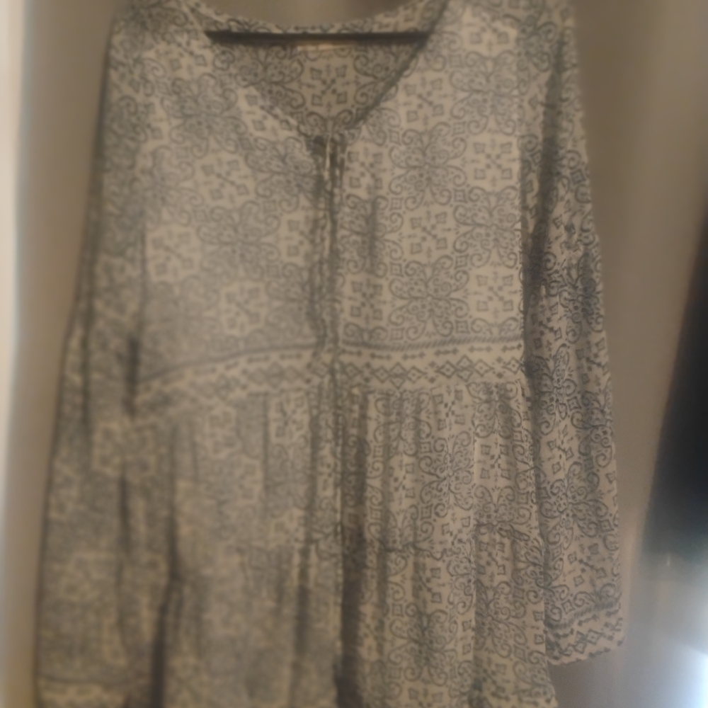 Hint of Mint Patterned Mini Dress in Blue and White